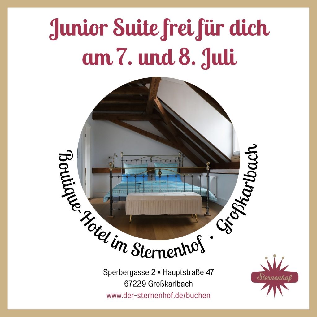 Junior Suite frei im Boutique-Hotel am 7. und 8. Juli
